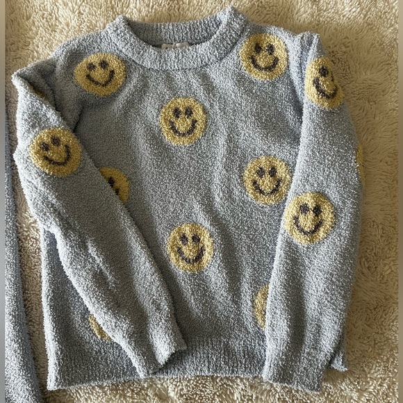 Lola + The Boys Blue and Gold Smiley Kids Matching Set Size 10 Fuzzy and Comfy - Picture 2 of 6